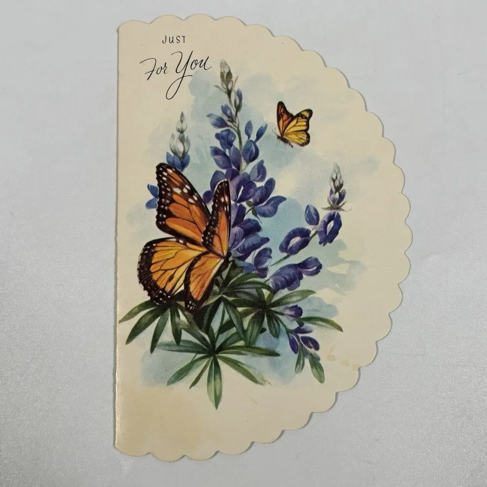 Vintage Quality Crest Monarch Butterfly Scalloped Greeting Card Brent Decor Art